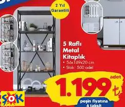 5 RAFLI METAL KİTAPLIK 5 RAFLI METAL KİTAPLIK